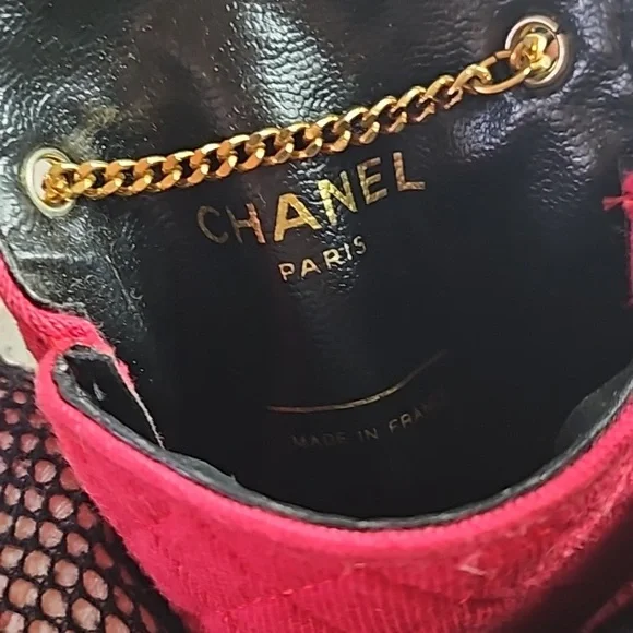 Chanel Red Cloth Front Flap Micro Gold Chain Purse Bag - Picture 8 of 8